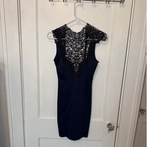 Lulu's Lace Fitted Mini Dress Navy Women's size XS
